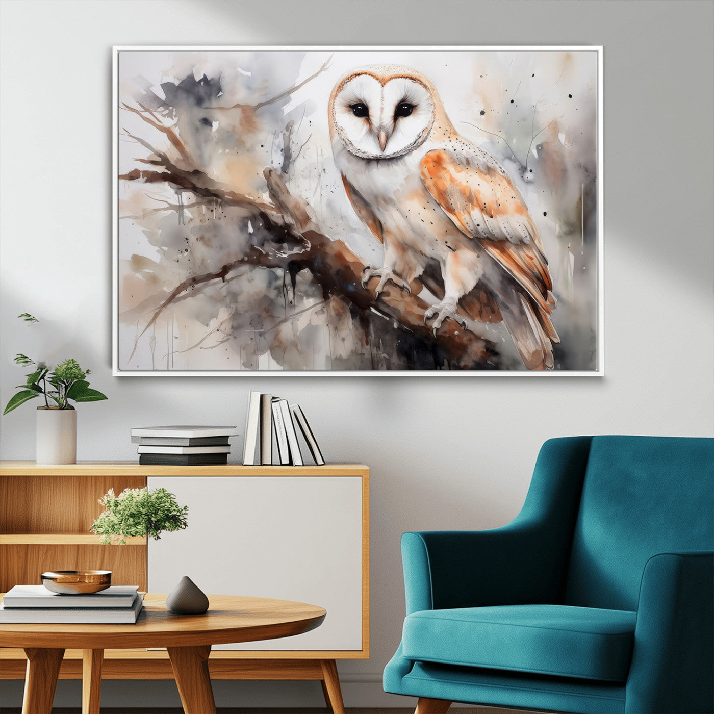 MGV-FC-36X24 - Barn Owl Wall Art | Watercolor Barn Owl Canvas Print | Perfect for Farmhouse Wall Decor | Ready to