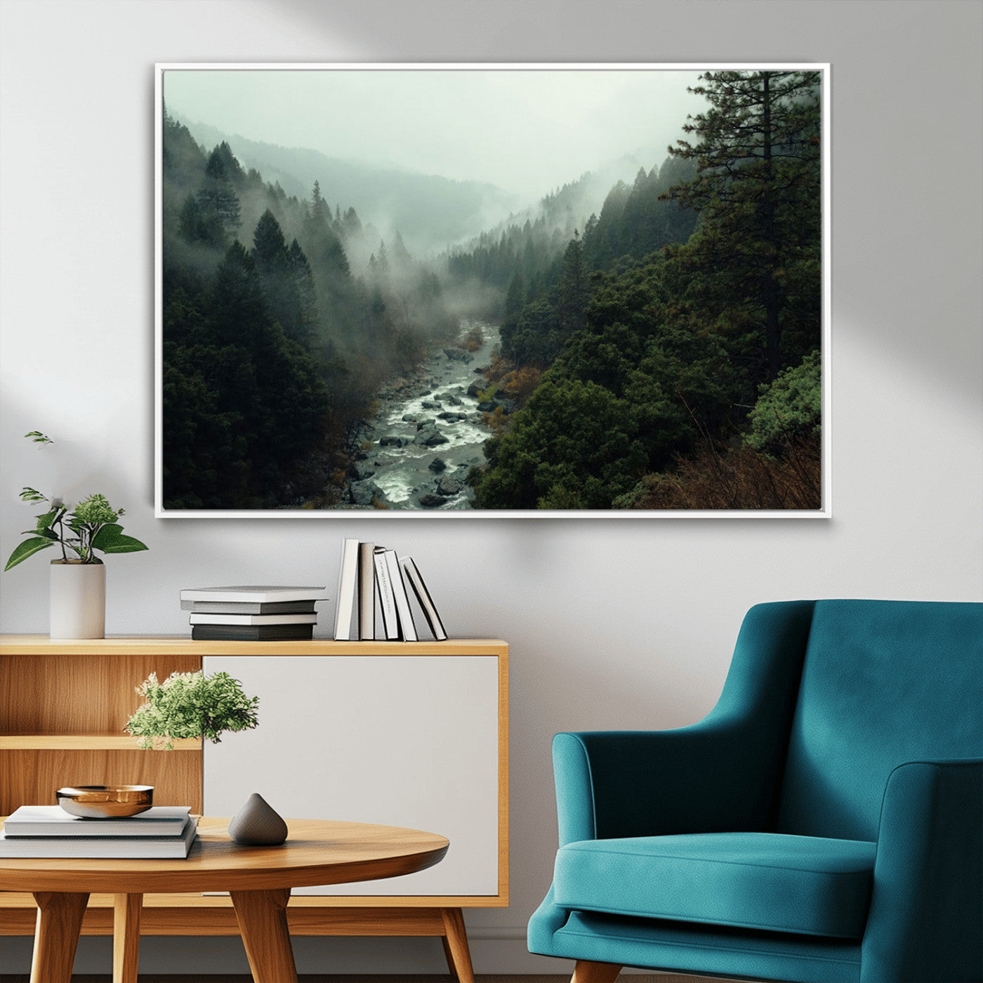 MGV-FC-36X24 - Misty Forest Wall Art | Ready to Hang and Framed | Tranquil Nature Landscape for Living Room or