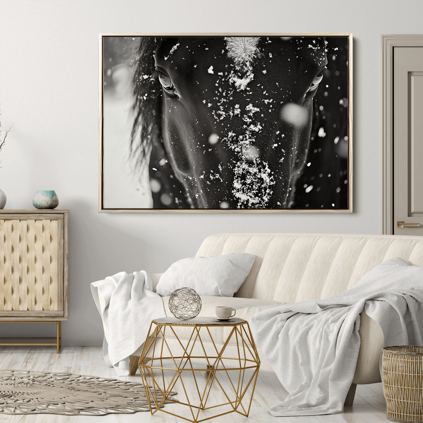 Winter Horse Snow Wall Art Canvas Print