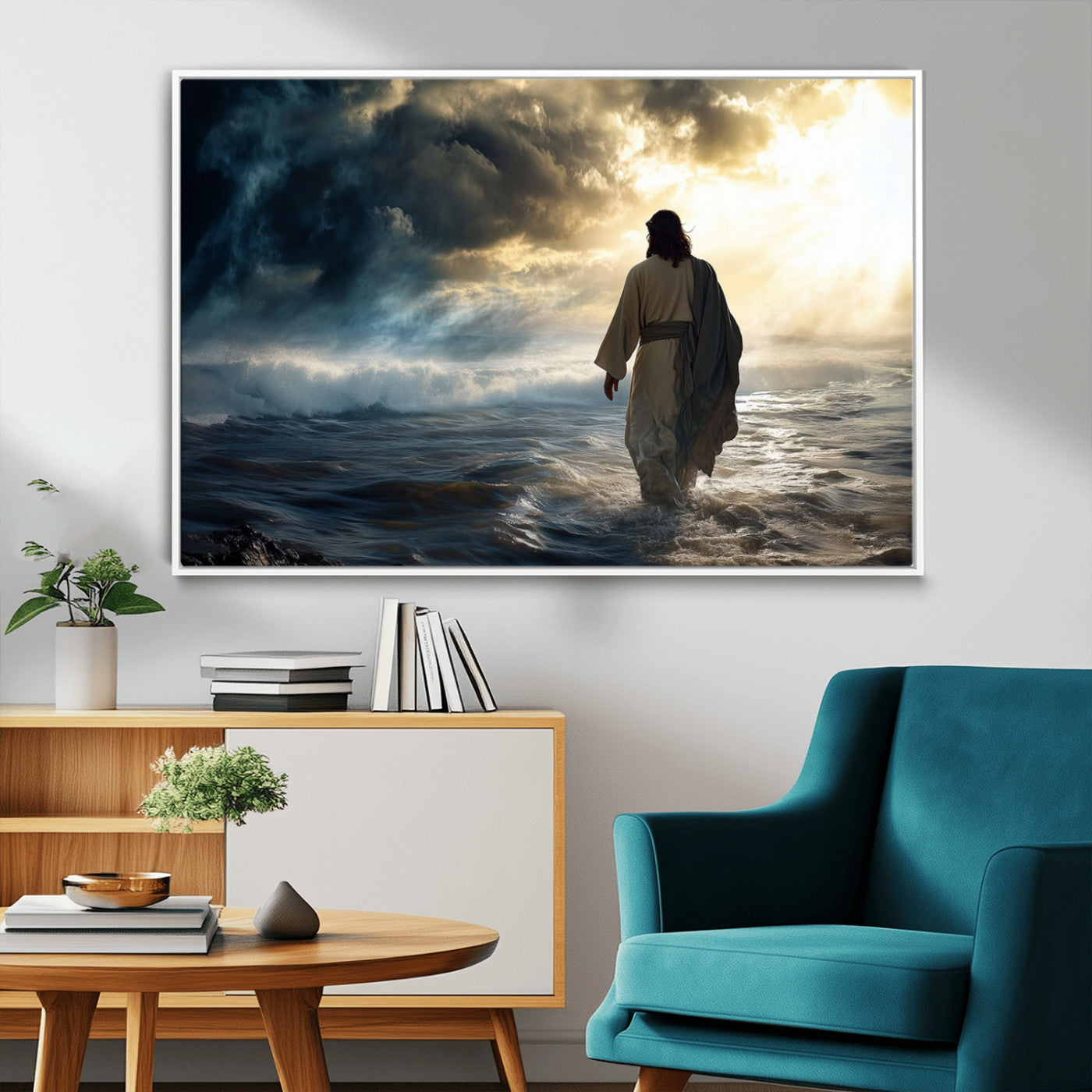 MGV-FC-36X24 - Jesus Walking on Water Wall Art | Canvas Print | Ready to Hang | Christian Home Decor | Spiritual