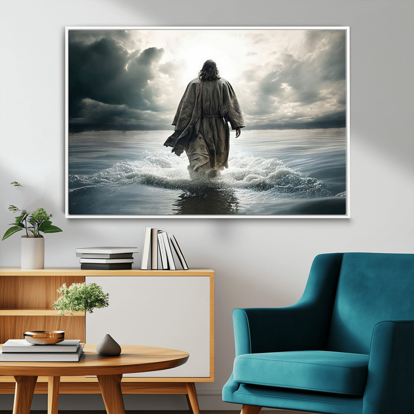 MGV-FC-36X24 - Jesus Walking on Water Wall Art | Canvas Print | Ready to Hang | Christian Home Decor | Spiritual