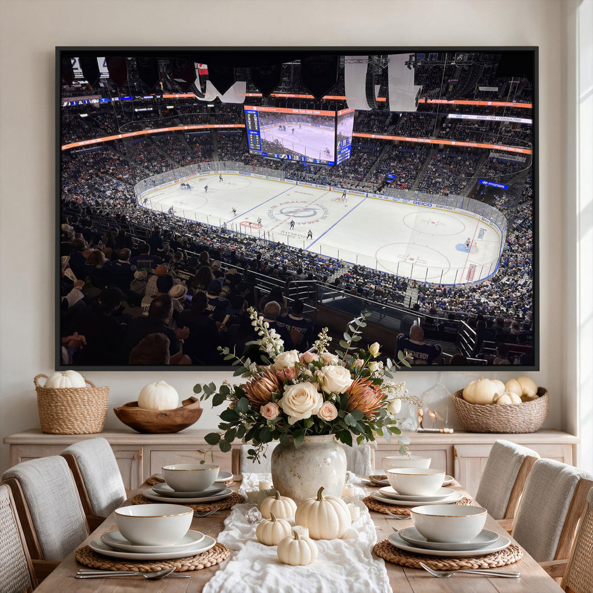 51641-MGV-CV-36X24 - Amalie Arena Florida Wall Art Canvas Print, NHL Hockey, Framed and Ready to Hang