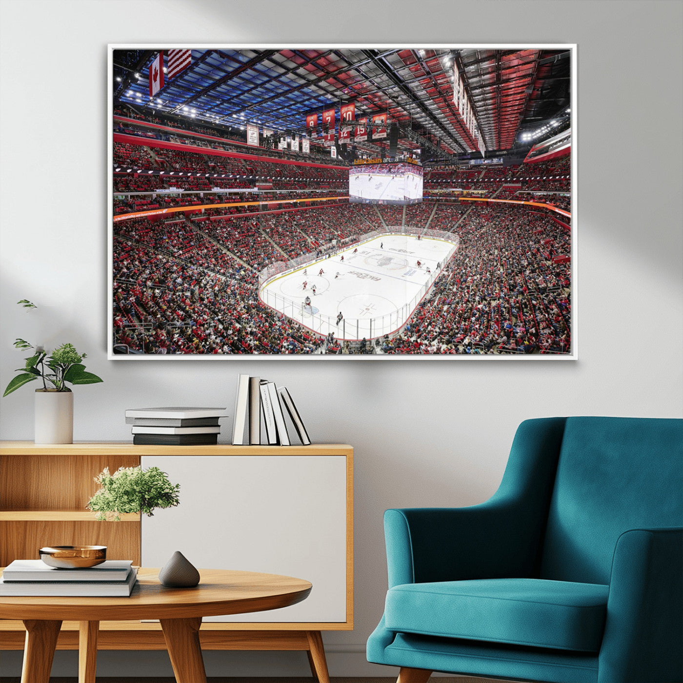 MGV-FC-36X24 - Barton Malow Little Caesars Arena Detroit Wall Art Canvas Print - Detroit Hockey and Basketball