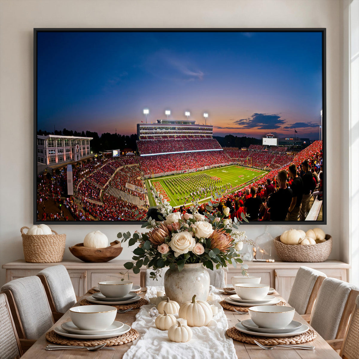 33313-MGV-CV-36X24 - NC State Wolfpack Football Team Print - Raleigh Carter-Finley Stadium Wall Art Canvas Print