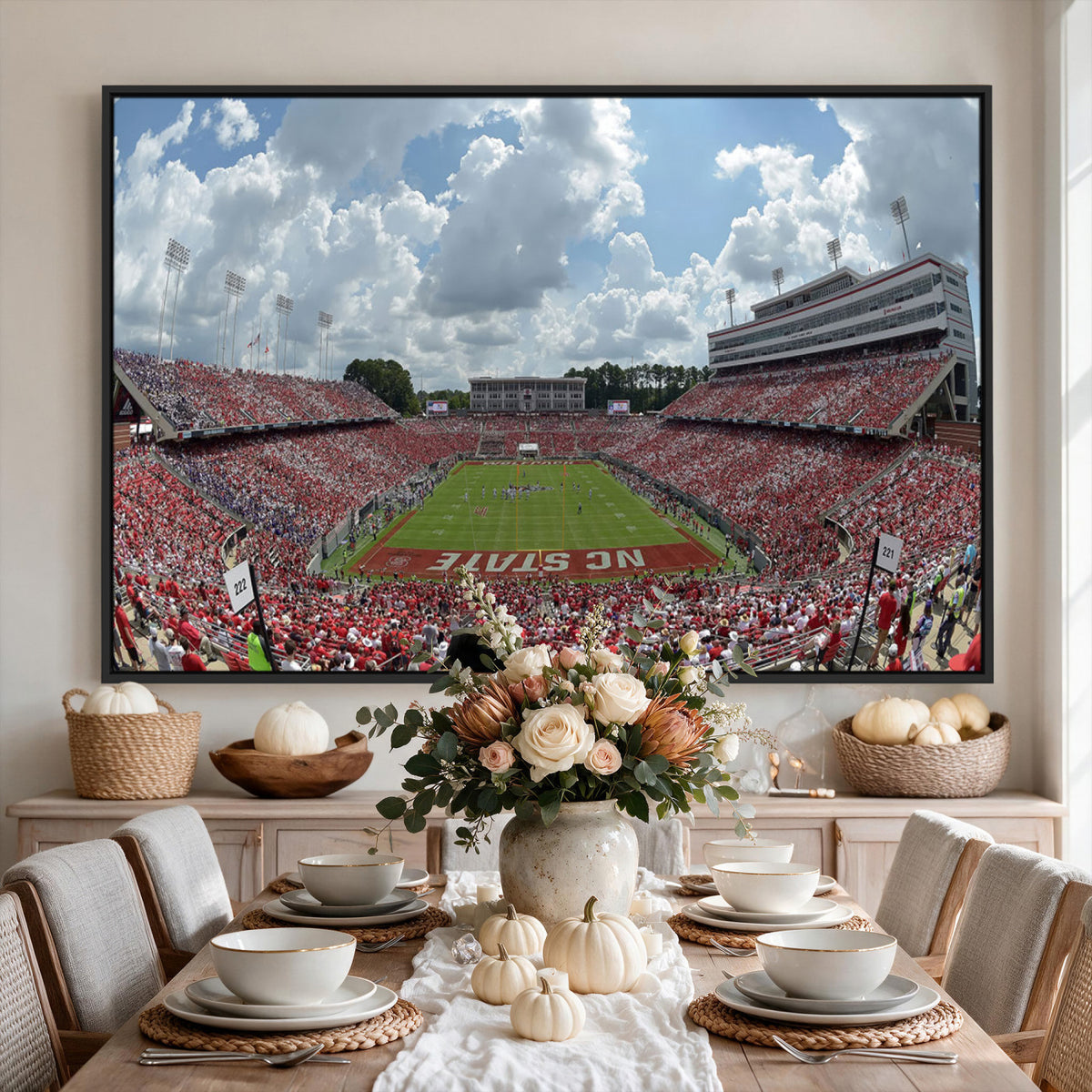 30640-MGV-CV-36X24 - NC State Wolfpack Football Team Print Canvas- Raleigh Carter-Finley Stadium Wall Art Canvas Print