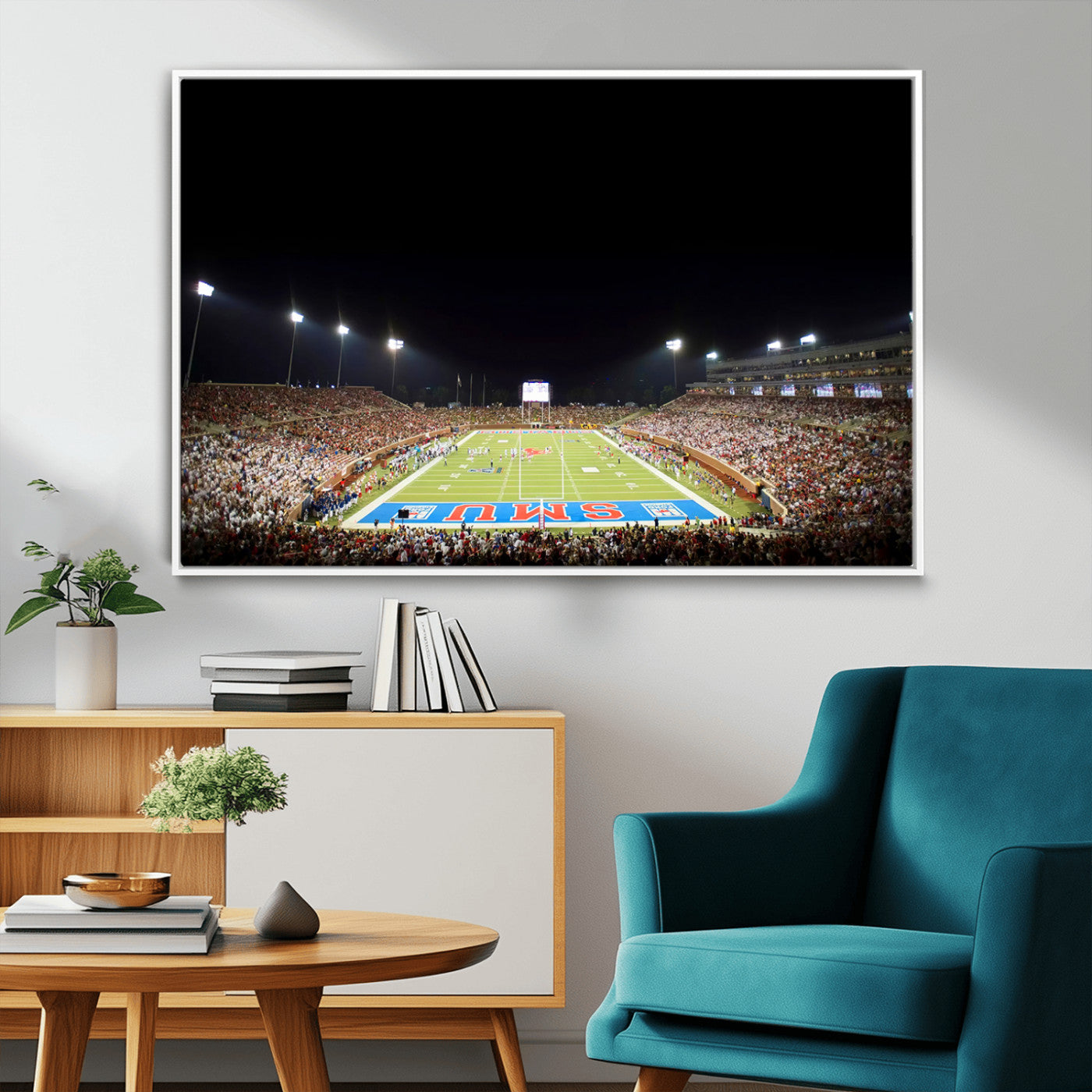 MGV-FC-36X24 - SMU Mustangs Football Team Print - Dallas Gerald J. Ford Stadium Wall Art Canvas Print
