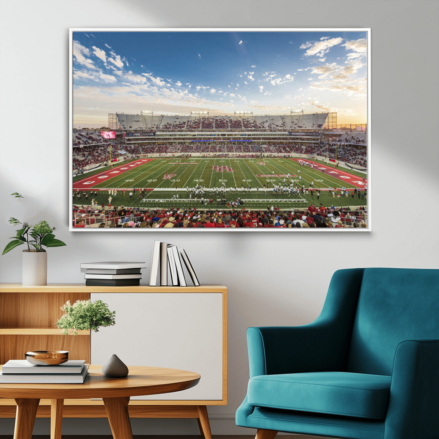MGV-FC-36X24 - Framed Houston Cougars Football Team Print - Houston TDECU Stadium Wall Art Canvas Print