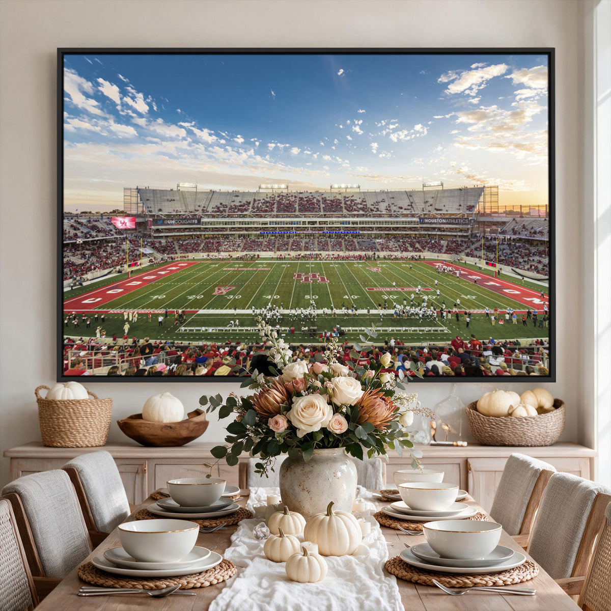36612-MGV-CV-36X24 - Framed Houston Cougars Football Team Print - Houston TDECU Stadium Wall Art Canvas Print