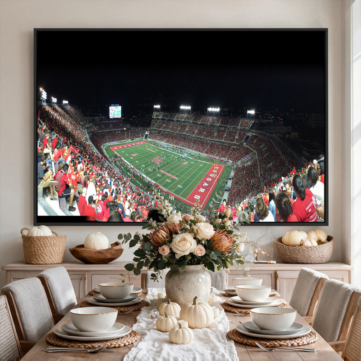 67036-MGV-CV-36X24 - Houston Cougars Football Team Print - Houston TDECU Stadium Wall Art Canvas Print