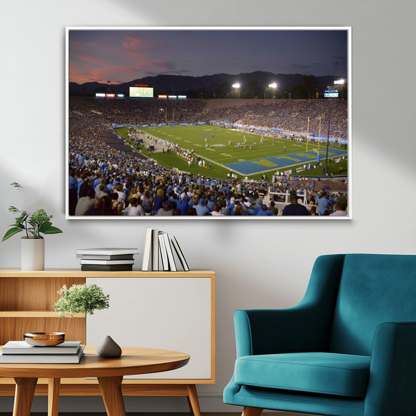 MGV-FC-36X24 - UCLA Bruins Football Team Print - Pasadena Rose Bowl Stadium Wall Art Canvas Print