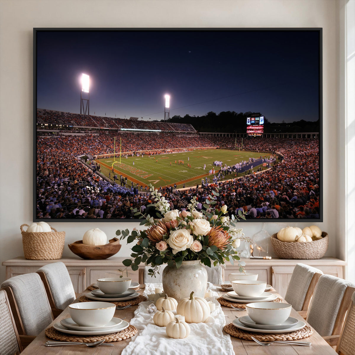 69378-MGV-CV-36X24 - Virginia Cavaliers Football Team Print - Charlottesville Scott Stadium Canvas Print Wall Art