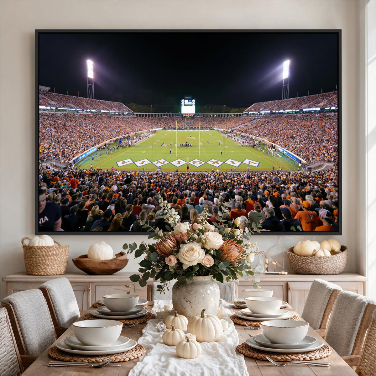 98441-MGV-CV-36X24 - Virginia Cavaliers Football Team Print - Charlottesville Scott Stadium Wall Art Canvas Print