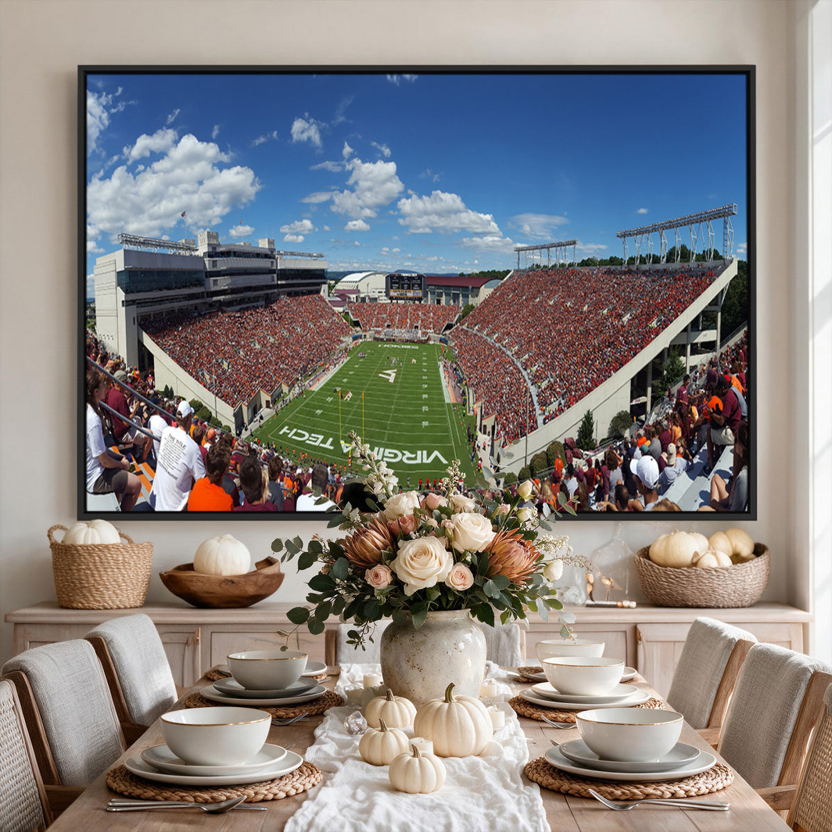 87769-MGV-CV-36X24 - Virginia Tech Hokies Football Team Print - Blacksburg Lane Stadium Wall Art Canvas Print