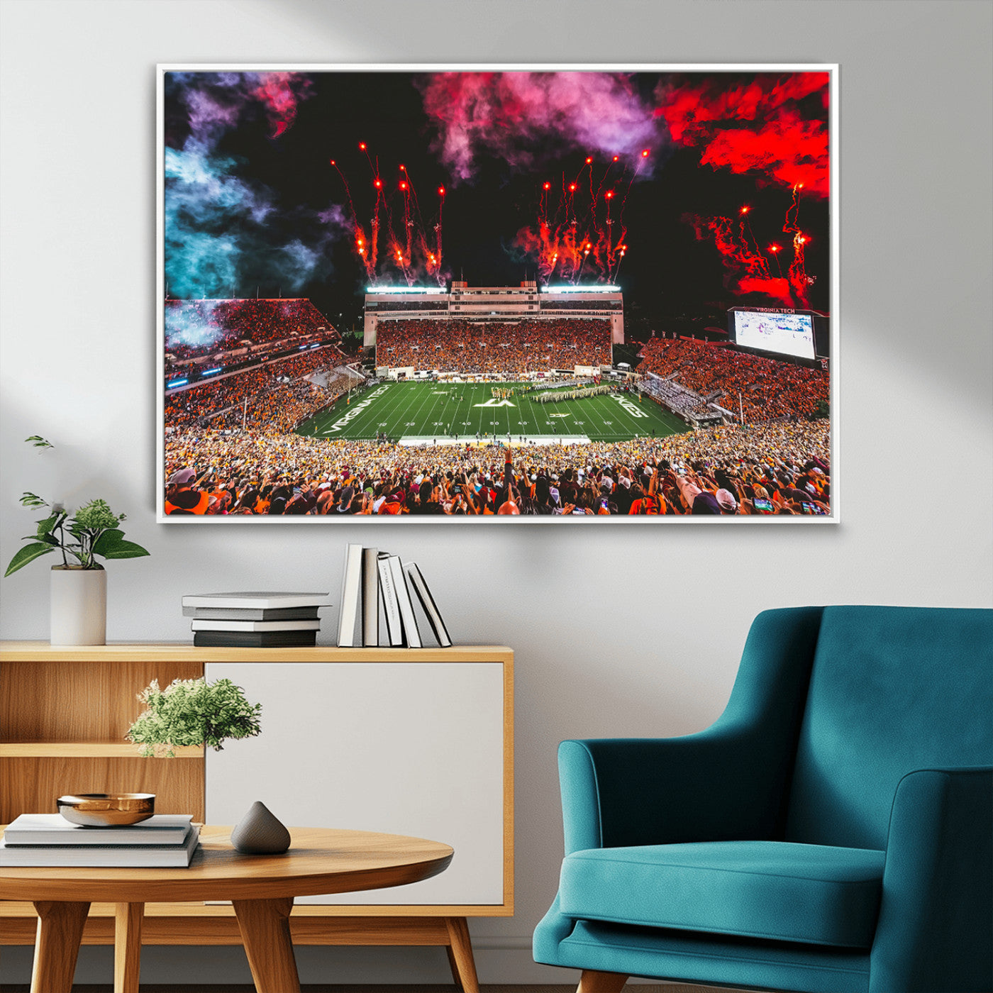 MGV-FC-36X24 - Virginia Tech Hokies Football Team Print - Blacksburg Lane Stadium Wall Art Canvas Print