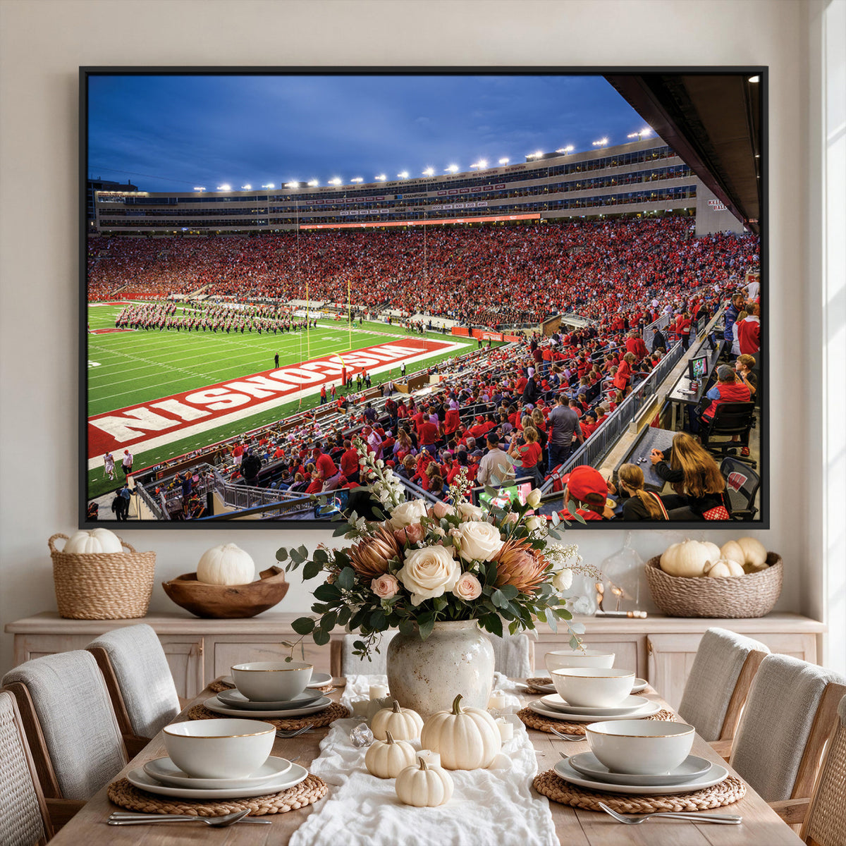 57601-MGV-CV-36X24 - Wisconsin Badgers Football Team Print - Madison Camp Randall Stadium Wall Art, Wisconsin Badgers