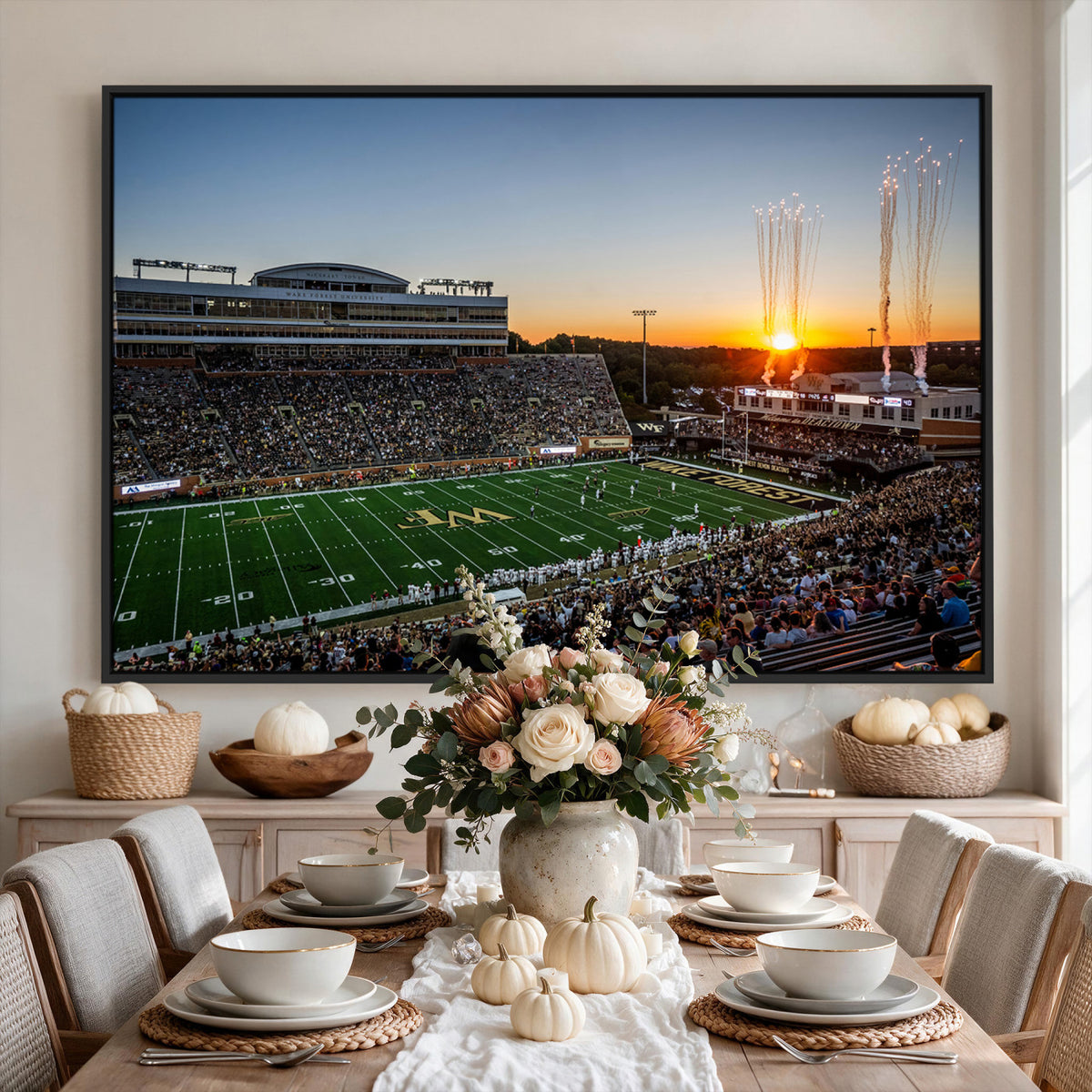 29253-MGV-CV-36X24 - Demon Deacons Football Team Print Canvas- Winston-Salem Allegacy Federal Credit Union Stadium Wall