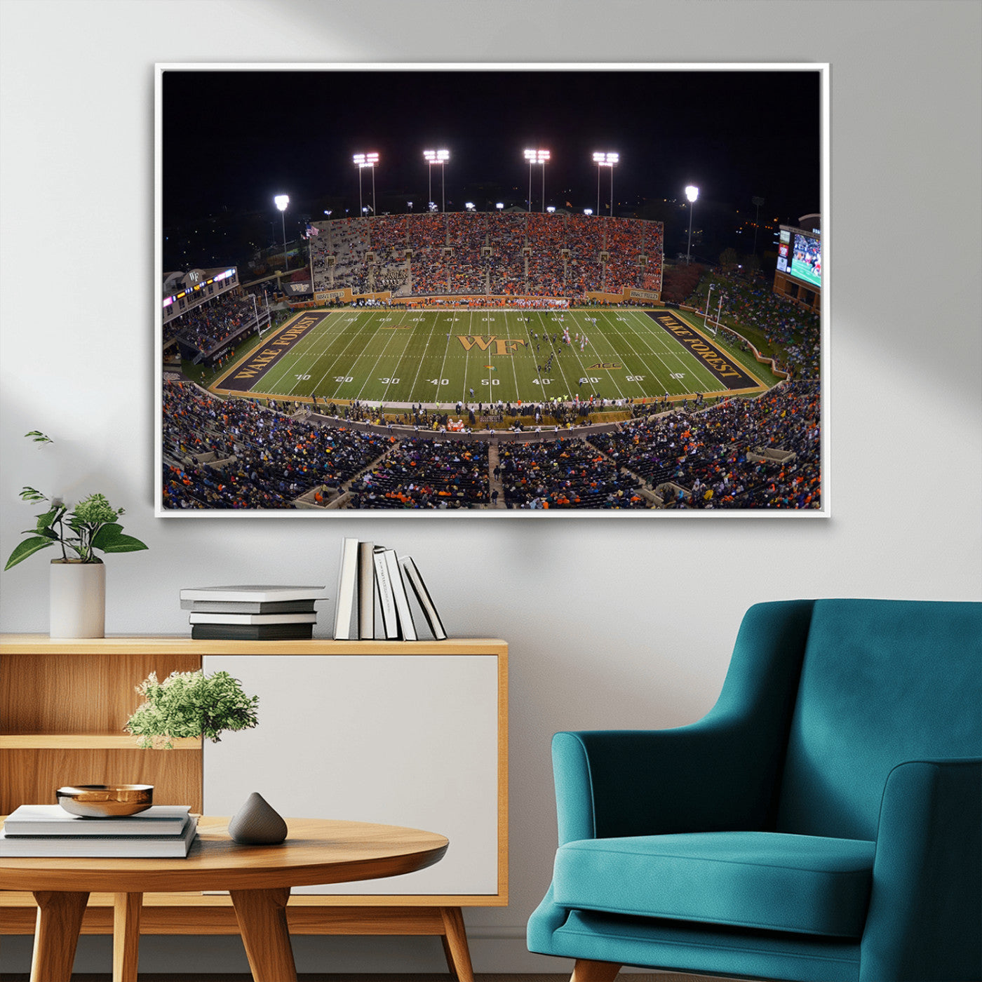 MGV-FC-36X24 - Demon Deacons Print Canvas, Football Team Print - Winston-Salem Allegacy Federal Credit Union