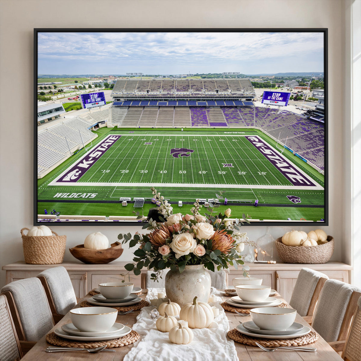 29452-MGV-CV-36X24 - KState Wildcats Football Team Print - Manhattan Bill Snyder Family Football Stadium Wall Art Canvas