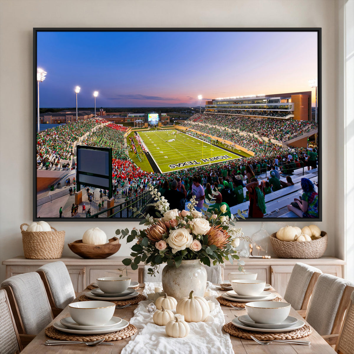 25916-MGV-CV-36X24 - University of North Texas Mean Green Football Team Print - Denton DATCU Stadium Canvas Print Wall