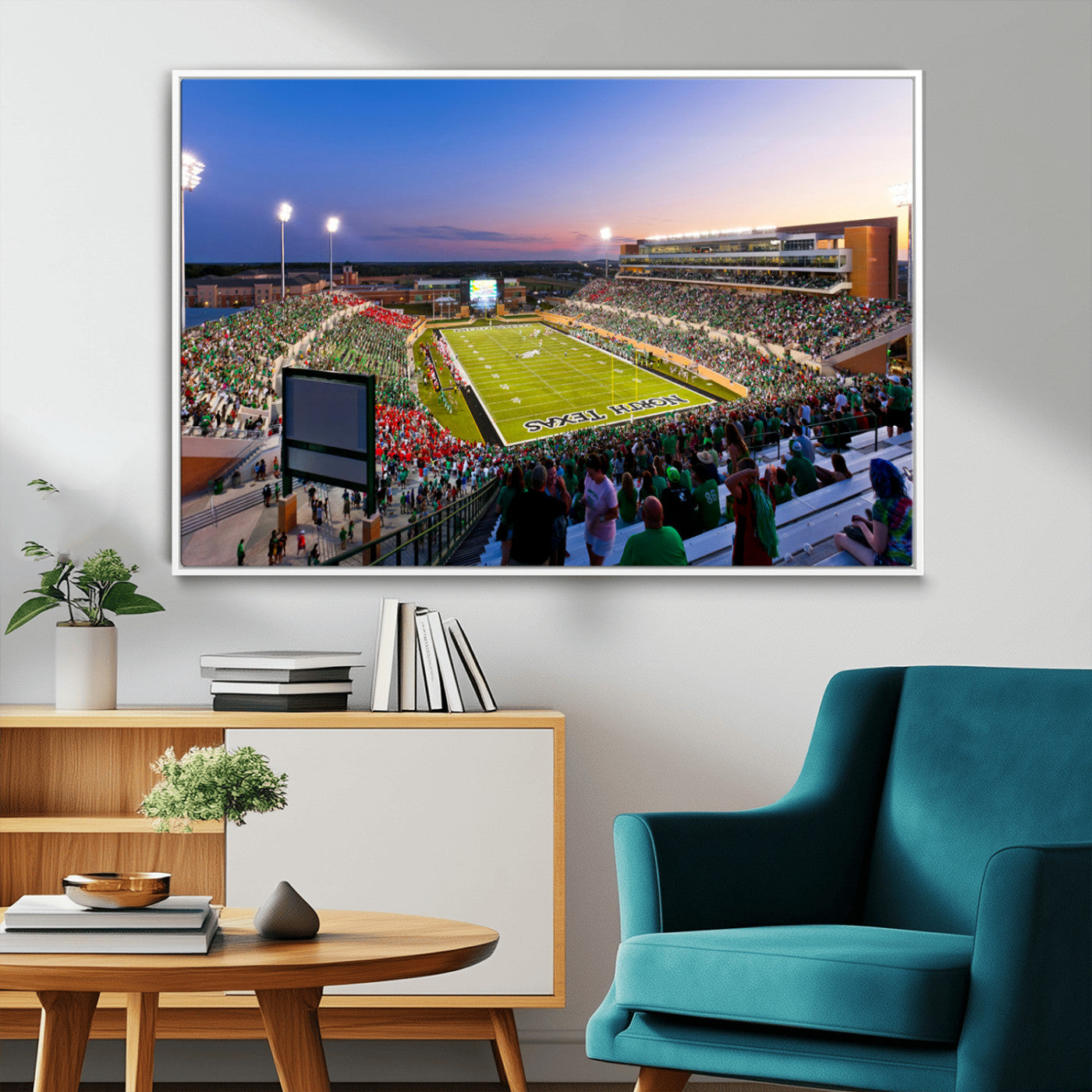 MGV-FC-36X24 - University of North Texas Mean Green Football Team Print - Denton DATCU Stadium Wall Art Canvas