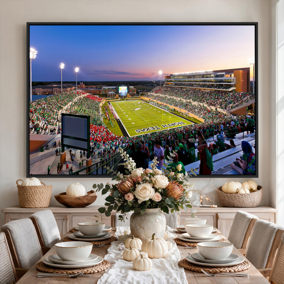 81582-MGV-CV-36X24 - University of North Texas Mean Green Football Team Print - Denton DATCU Stadium Wall Art Canvas