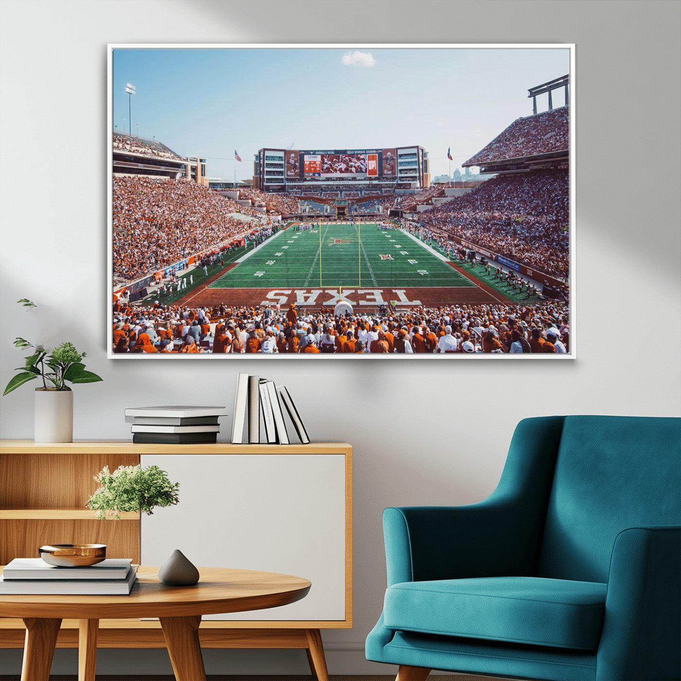 MGV-FC-36X24 - Framed Texas Memorial Stadium Canvas, University of Texas Longhorns Football Team Print - Austin