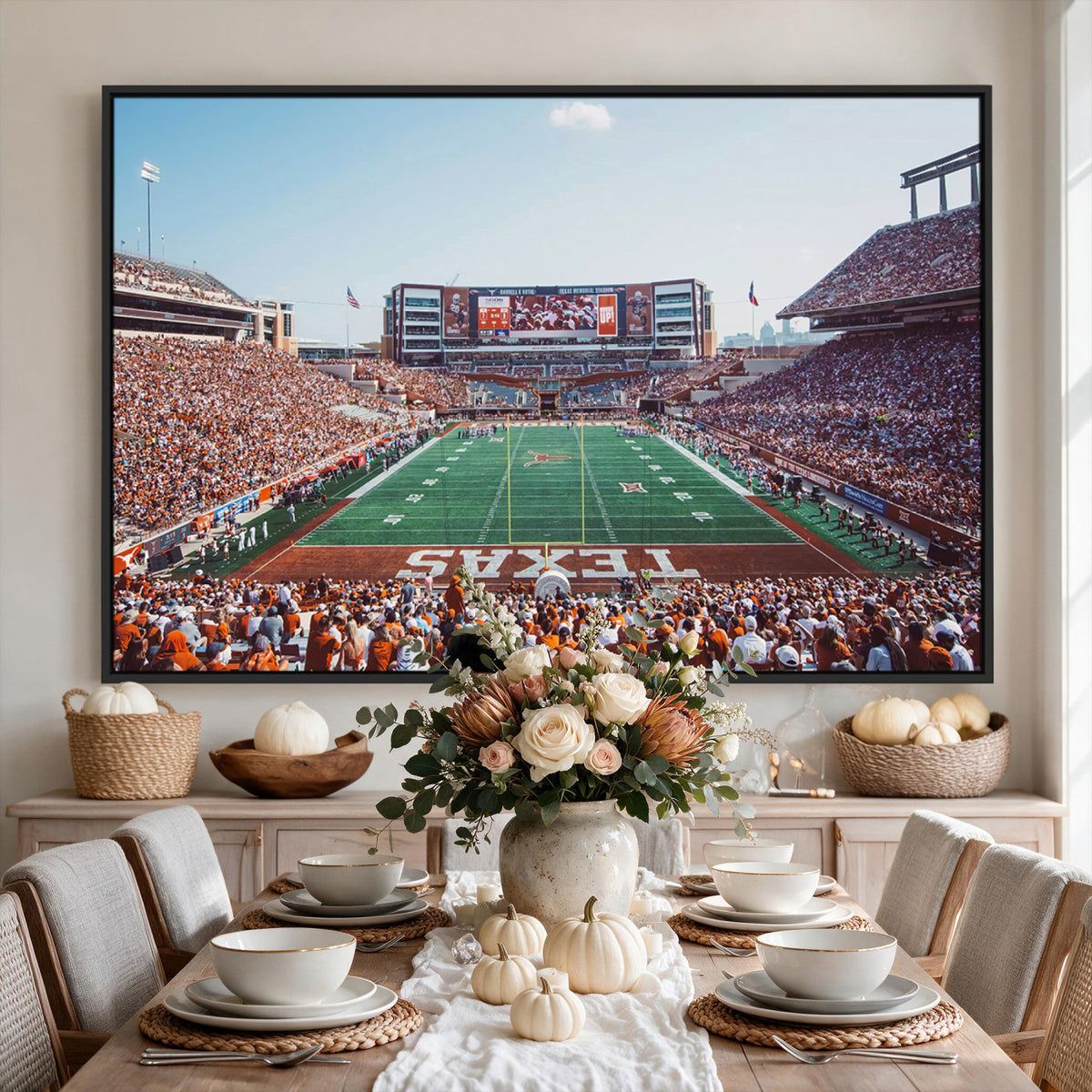 14826-MGV-CV-36X24 - Framed Texas Memorial Stadium Canvas, University of Texas Longhorns Football Team Print - Austin