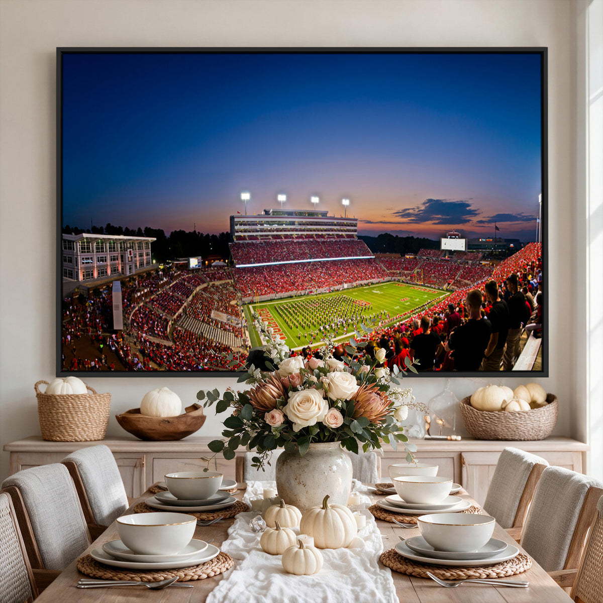76202-MGV-CV-36X24 - Wolfpack Football Team Wall Art Print - Raleigh Carter-Finley Stadium Wall Art Canvas Print
