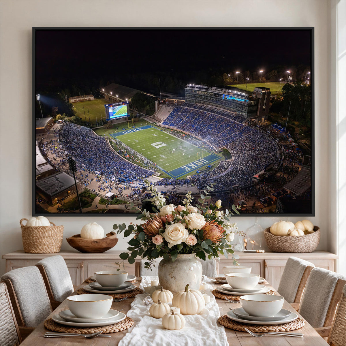 42347-MGV-CV-36X24 - Duke University Blue Devils Football Print Canvas - Durham Wallace Wade Stadium Wall Art Canvas