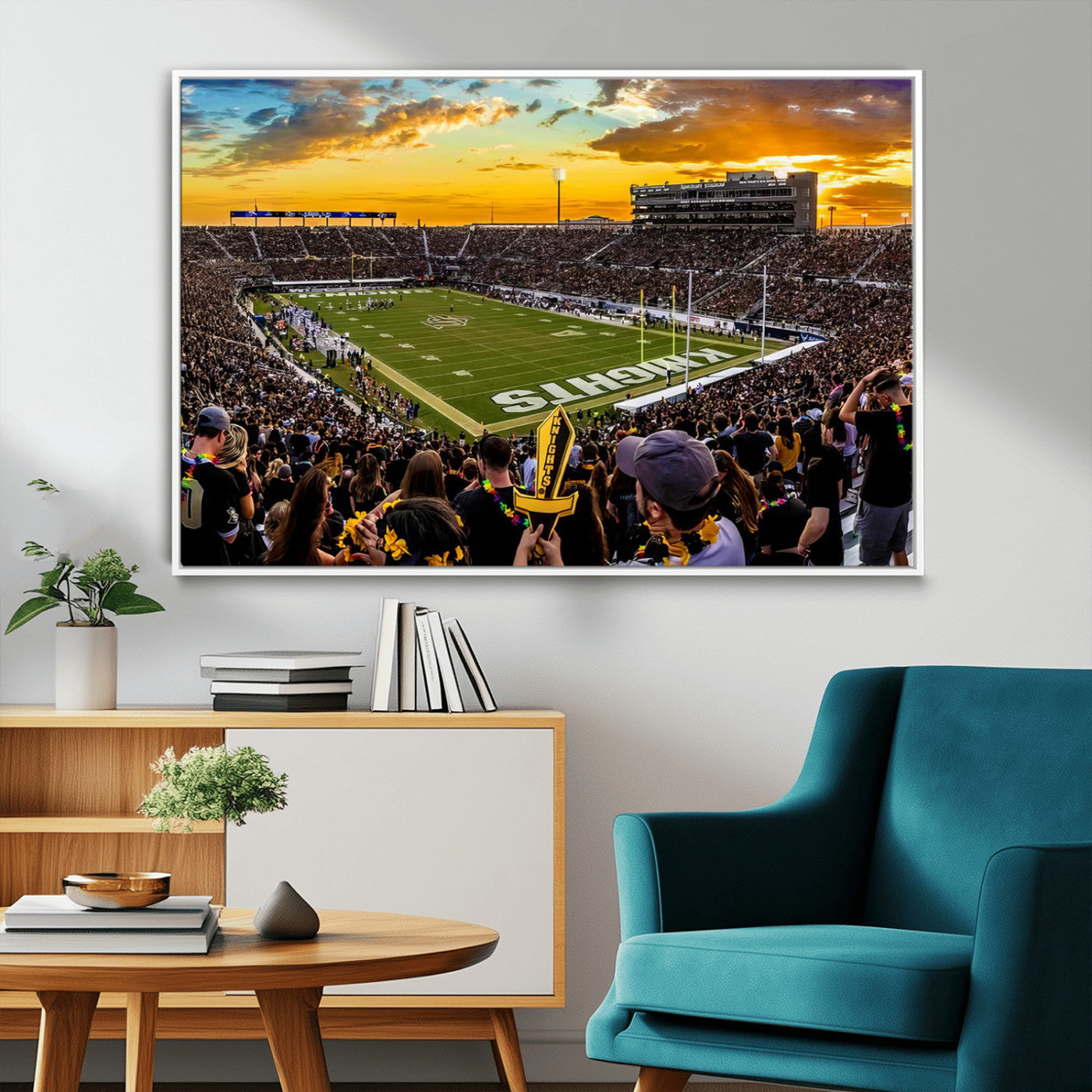 MGV-FC-36X24 - UCF Knights Football Team Print - Orlando FBC Mortgage Stadium, UCF Knights Wall Art Canvas Print