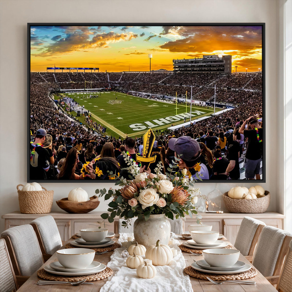 66803-MGV-CV-36X24 - UCF Knights Football Team Print - Orlando FBC Mortgage Stadium, UCF Knights Wall Art Canvas Print