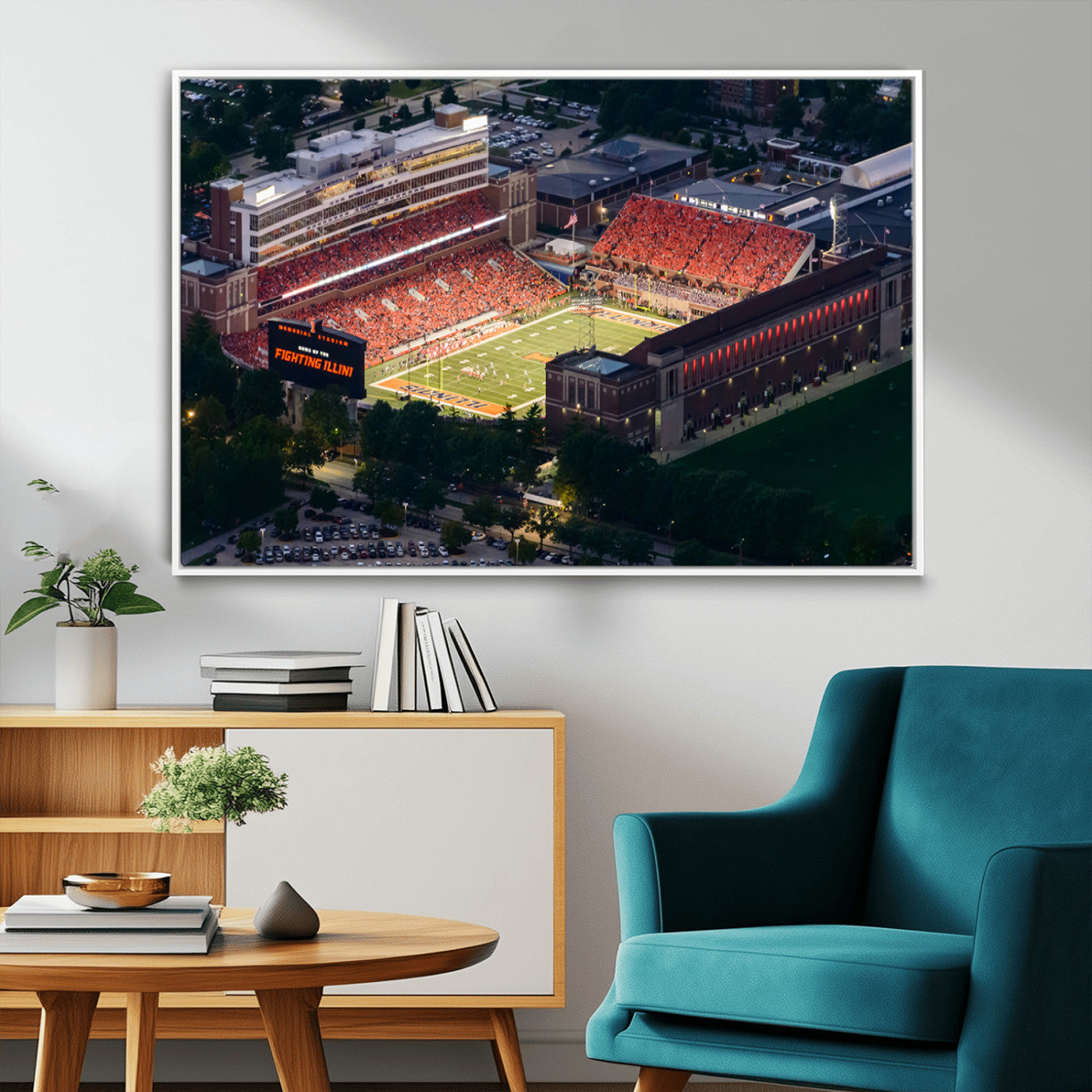 MGV-FC-36X24 - University of Illinois Fighting Illini Football Team Print - Champaign Illinois Memorial Stadium