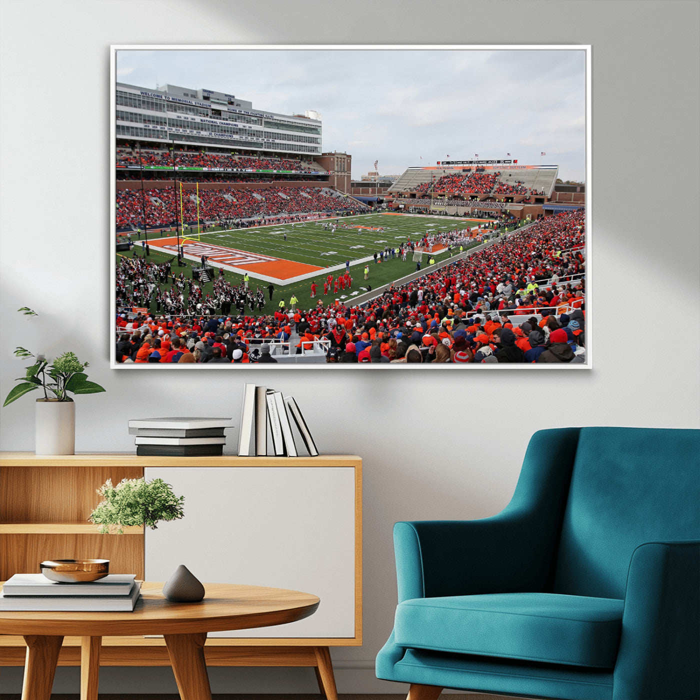 MGV-FC-36X24 - University of Illinois Fighting Illini Football Team Print - Champaign Illinois Memorial Stadium