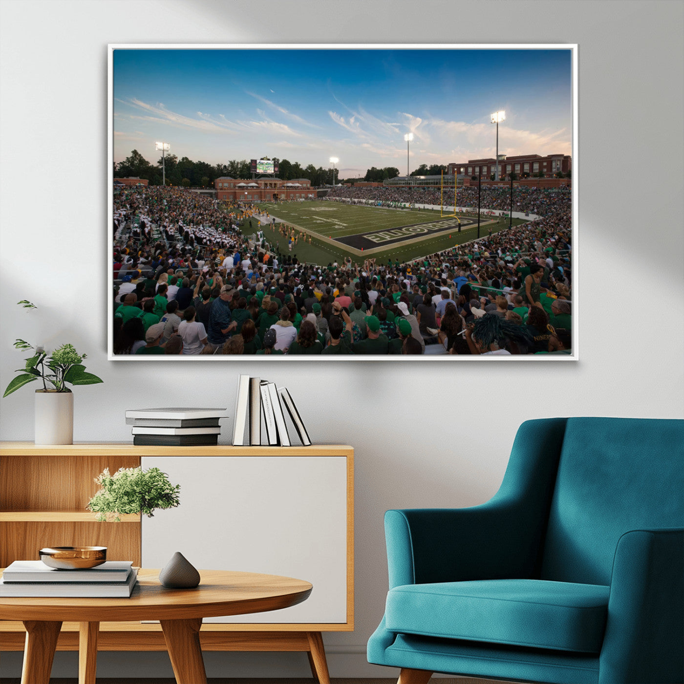 MGV-FC-36X24 - University of Charlotte 49ers Football Team Print - Charlotte Jerry Richardson Stadium Wall Art
