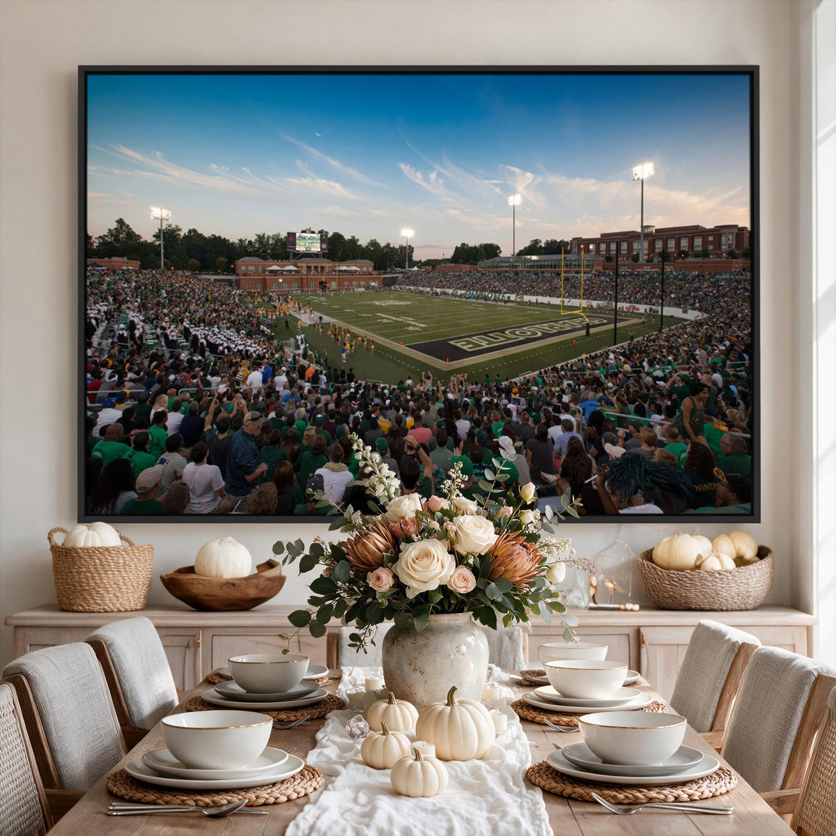 12290-MGV-CV-36X24 - University of Charlotte 49ers Football Team Print - Charlotte Jerry Richardson Stadium Wall Art