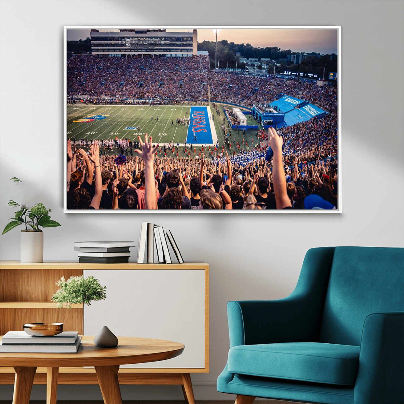MGV-FC-36X24 - University of Kansas Jayhawks Football Team Art Print - Lawrence Kansas Memorial Stadium Wall Art