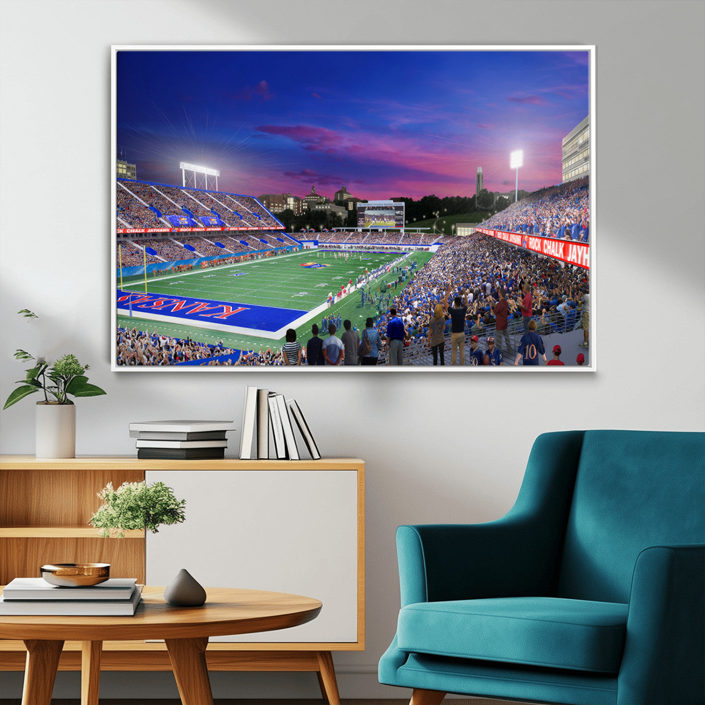 MGV-FC-36X24 - University of Kansas Jayhawks Football Team Print Canvas- Lawrence Kansas Memorial Stadium Wall Art