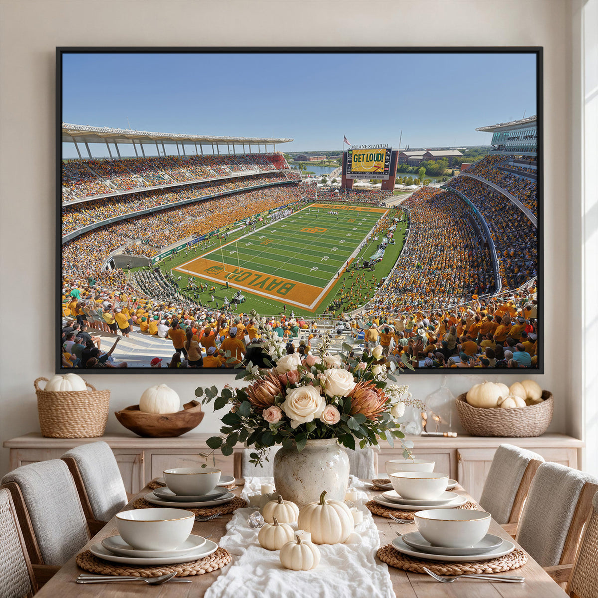 49912-MGV-CV-36X24 - Baylor University Bears Football Team Print - Waco McLane Stadium Wall Art Canvas Print
