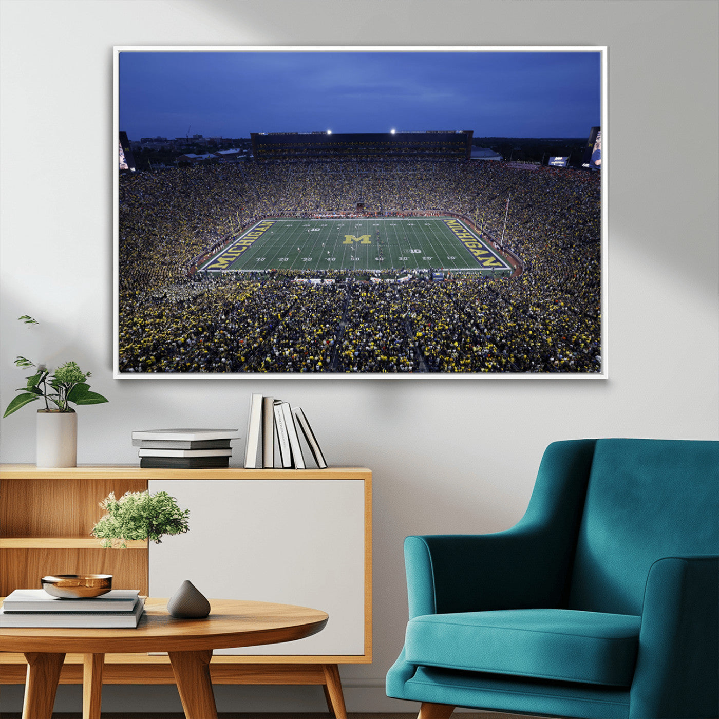 MGV-FC-36X24 - University of Michigan Wolverines Football Team Print - Ann Arbor Michigan Stadium Wall Art Canvas