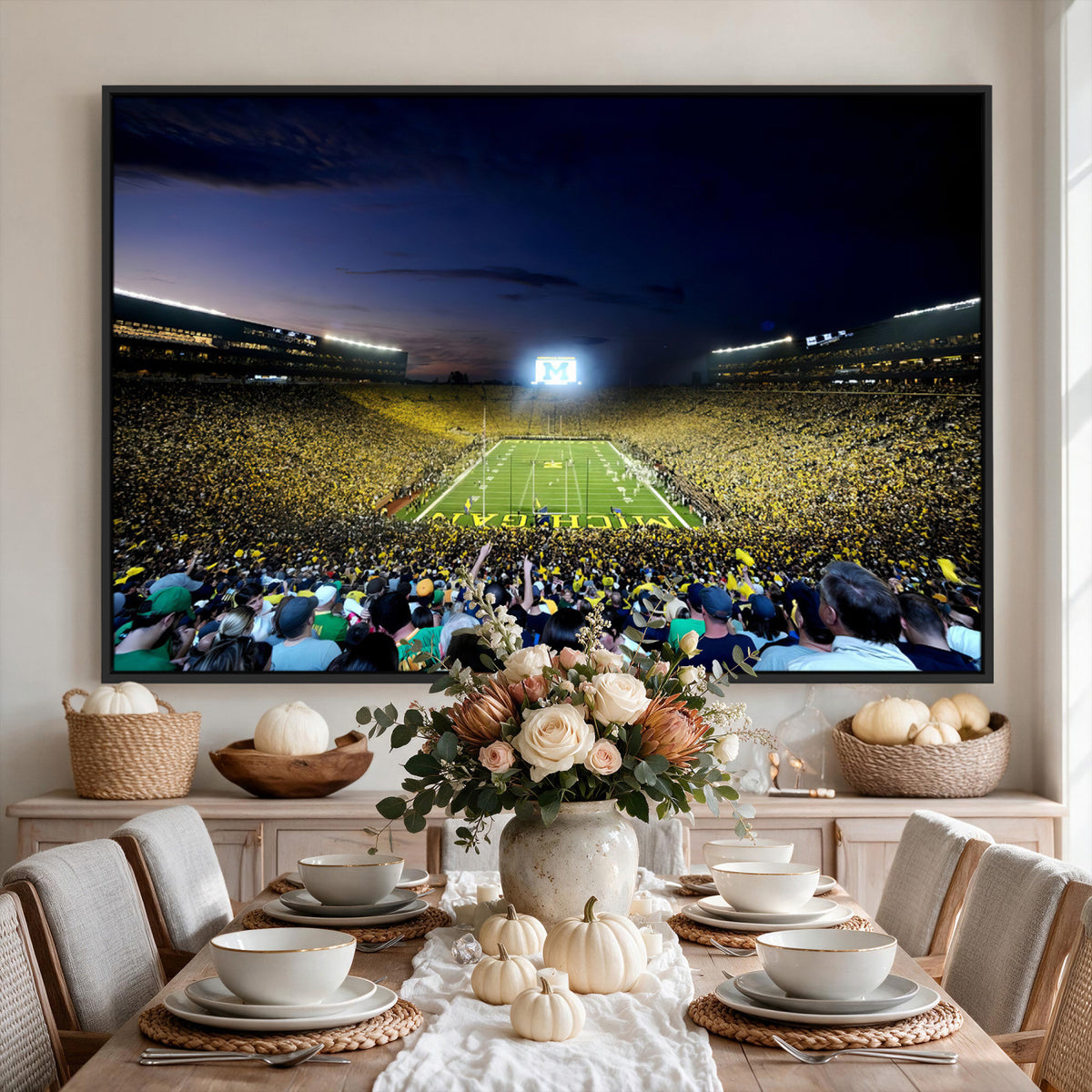 22115-MGV-CV-36X24 - University of Michigan Wolverines Football Team Print - Ann Arbor Michigan Stadium Canvas Print