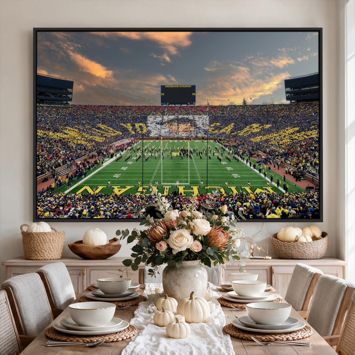 81843-MGV-CV-36X24 - University of Michigan Wolverines Print Canvas, Football Team Print - Ann Arbor Michigan Stadium