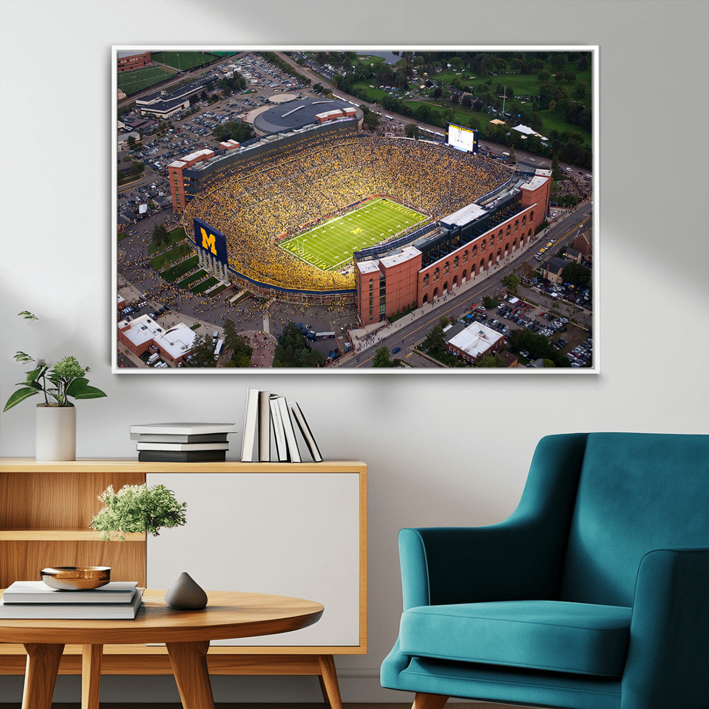 MGV-FC-36X24 - University of Michigan Wolverines Football Team Print - Ann Arbor Michigan Stadium Wall Art Canvas