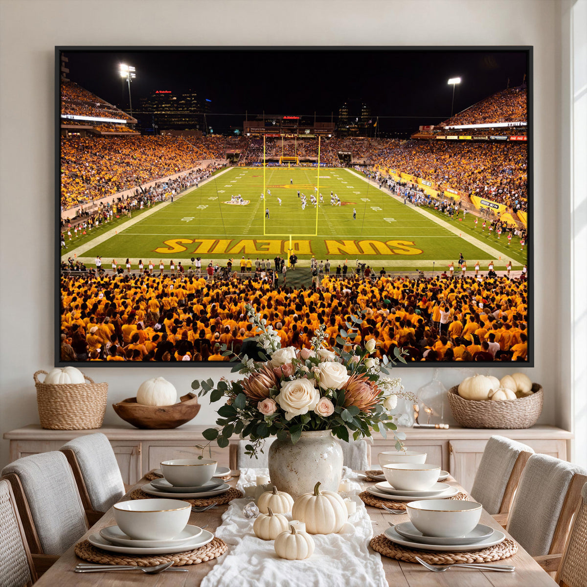 21588-MGV-CV-36X24 - ASU Sun Devils Football Team Print - Phoenix Mountain America Stadium Wall Art Canvas Print