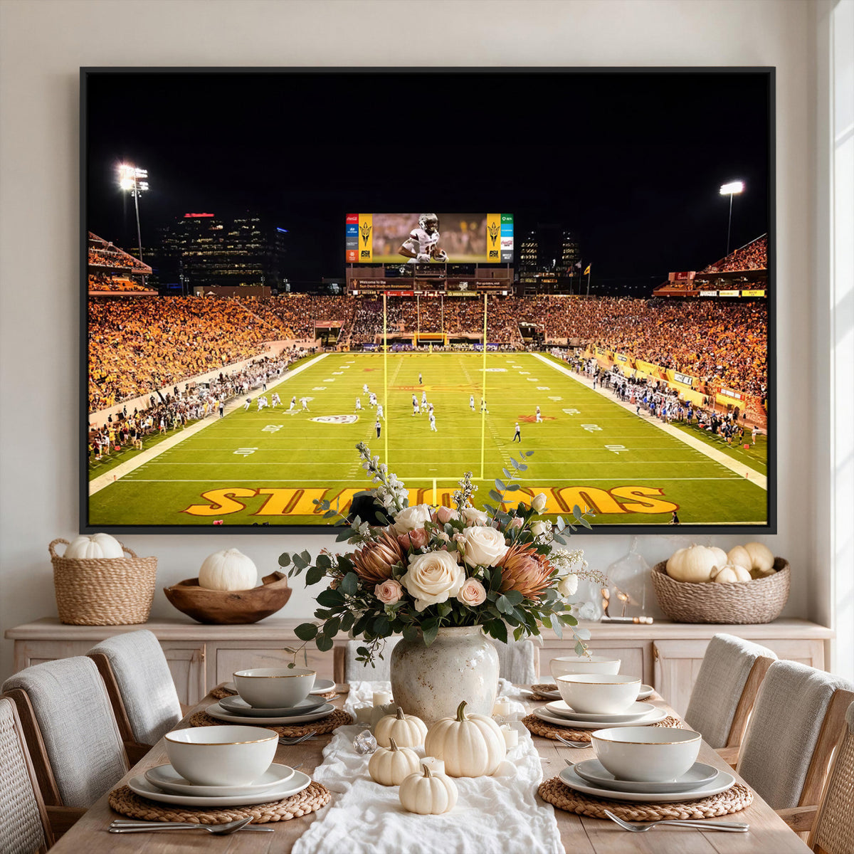 87612-MGV-CV-36X24 - ASU Sun Devils Football Team Print - Phoenix Mountain America Stadium Canvas Print