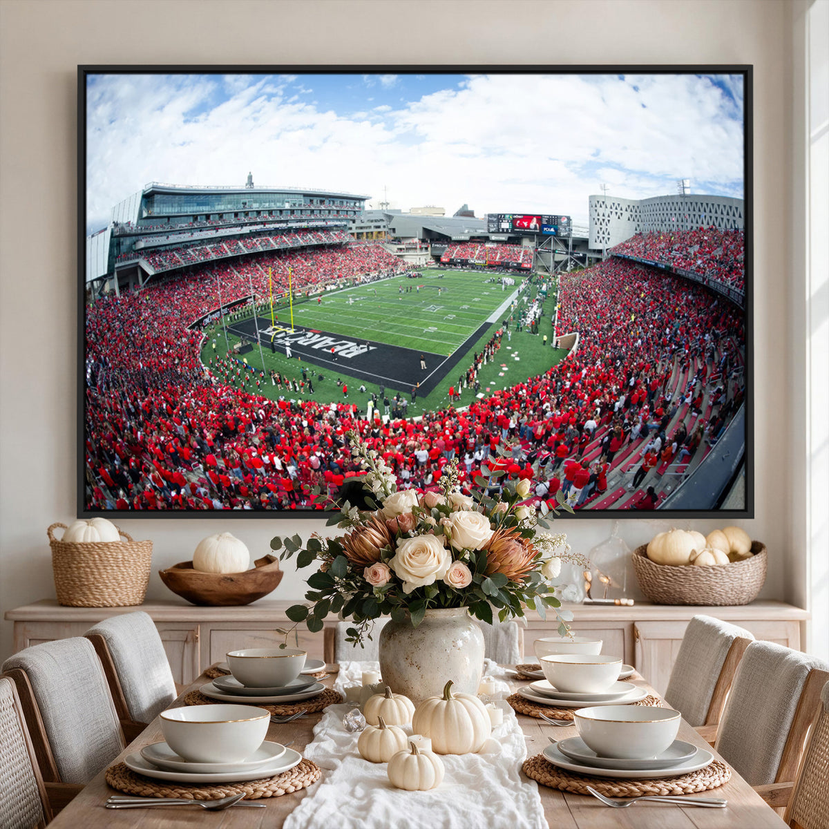 54070-MGV-CV-36X24 - Cincinnati Bearcats Football Team Print - Nippert Stadium Wall Art Canvas Print