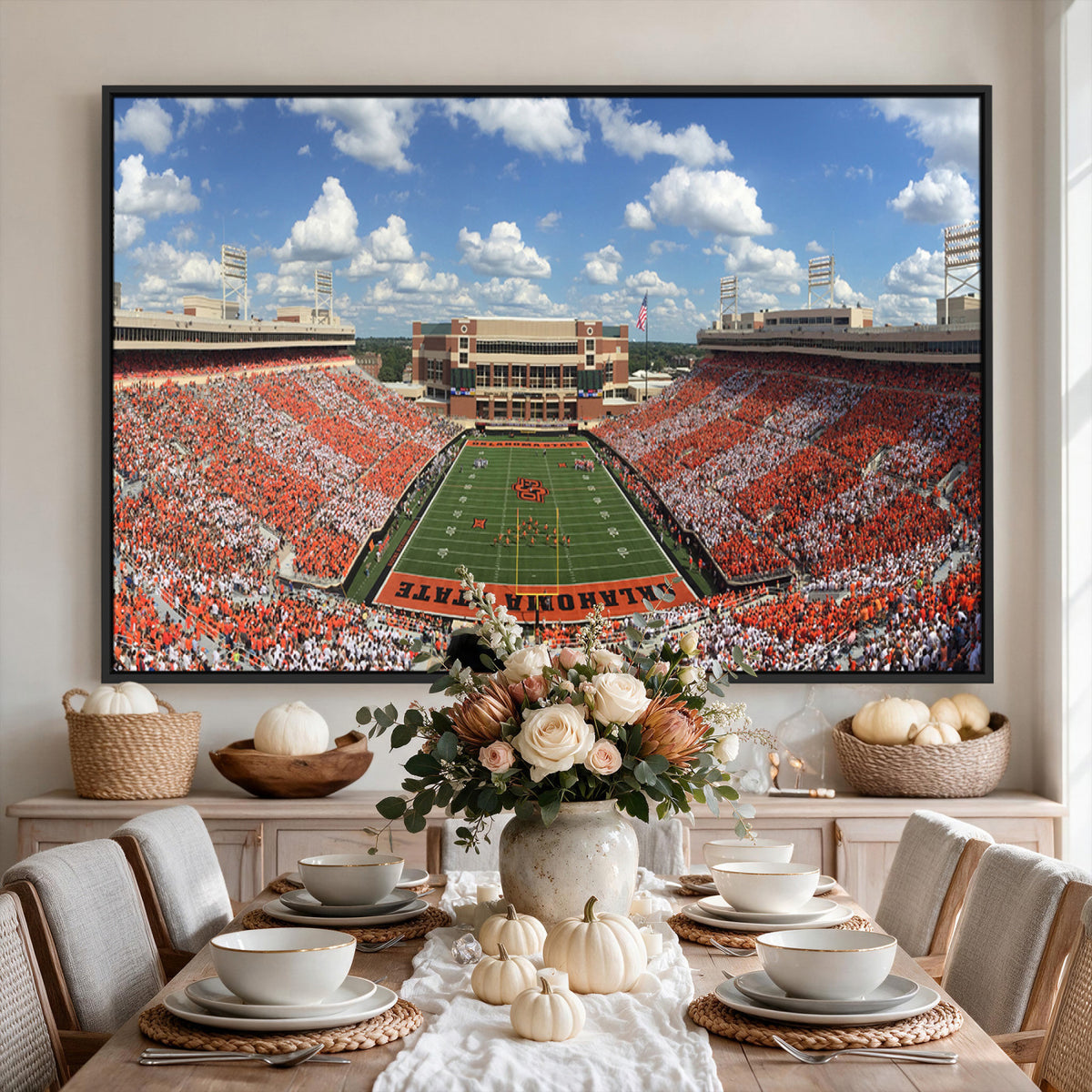 65192-MGV-CV-36X24 - Oklahoma State Cowboys Football Team Print - Stillwater Boone Pickens Stadium Wall Art Canvas Print