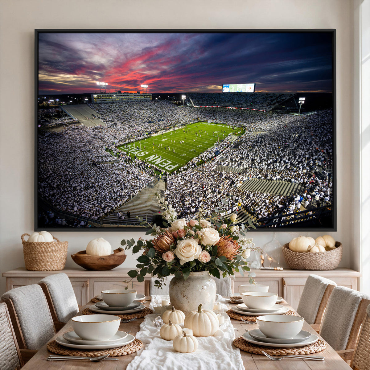37304-MGV-CV-36X24 - Penn State Nittany Lions Football Team Print - University Park Beaver Stadium Art Canvas Print