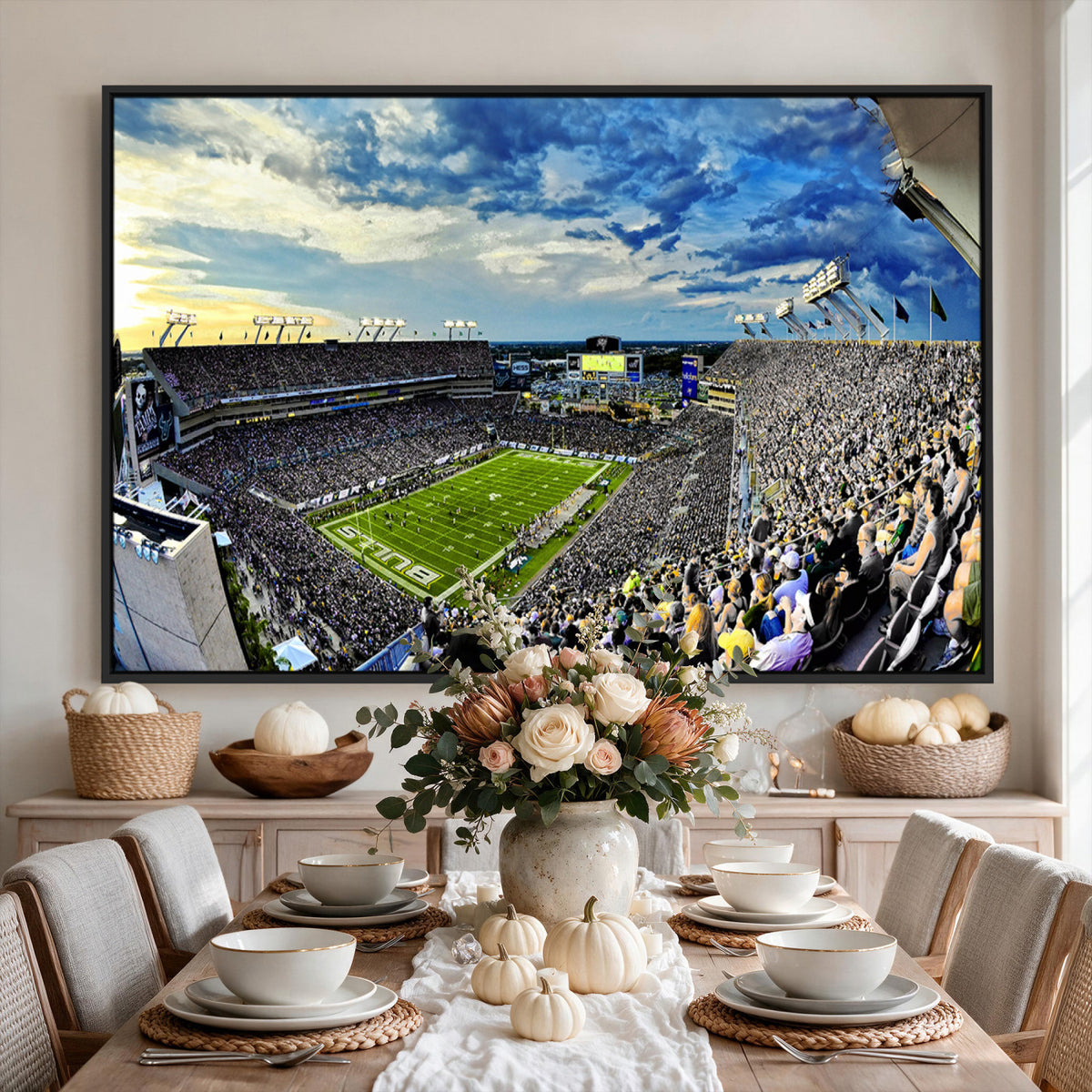 23788-MGV-CV-36X24 - Framed USF Bulls Football Team Print - Tampa Raymond James Stadium Wall Art Canvas Print