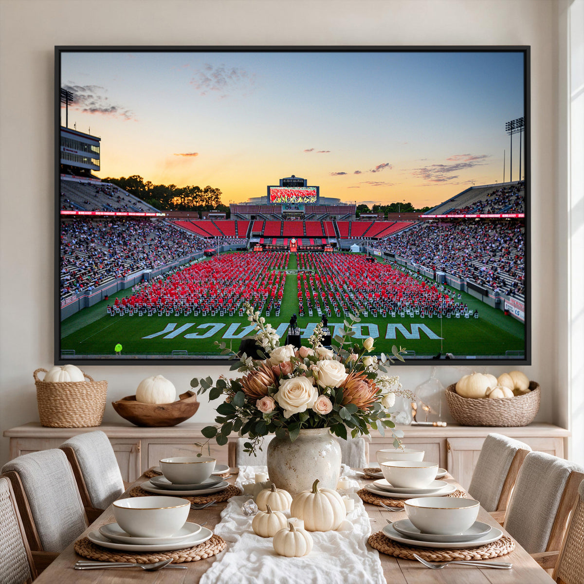 35266-MGV-CV-36X24 - NC State Wolfpack Football Team Print Wall Art - Raleigh Carter-Finley Stadium Wall Art Canvas Print