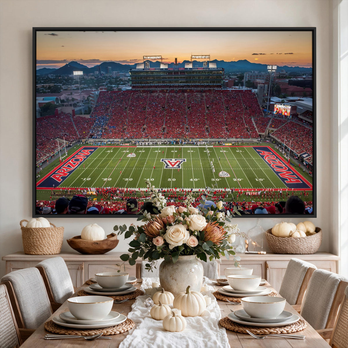 45563-MGV-CV-36X24 - Arizona Wildcats Football Team Print - Tucson Arizona Stadium Wall Art Canvas Print